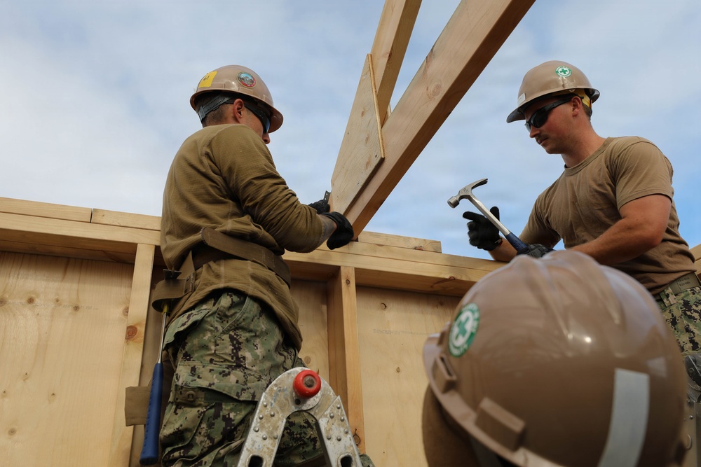 Seabees Build Hut During Northern Viking