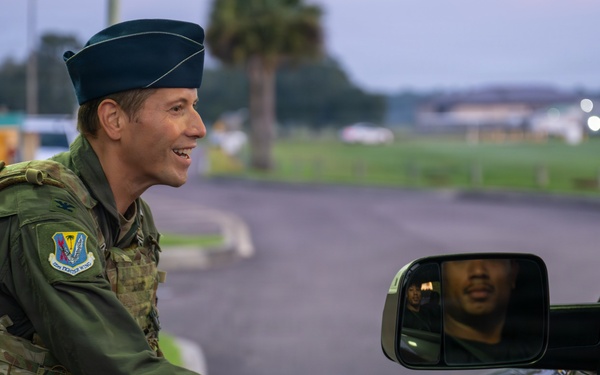 125th Fighter Wing Commander Greets Wing Members at the Gate