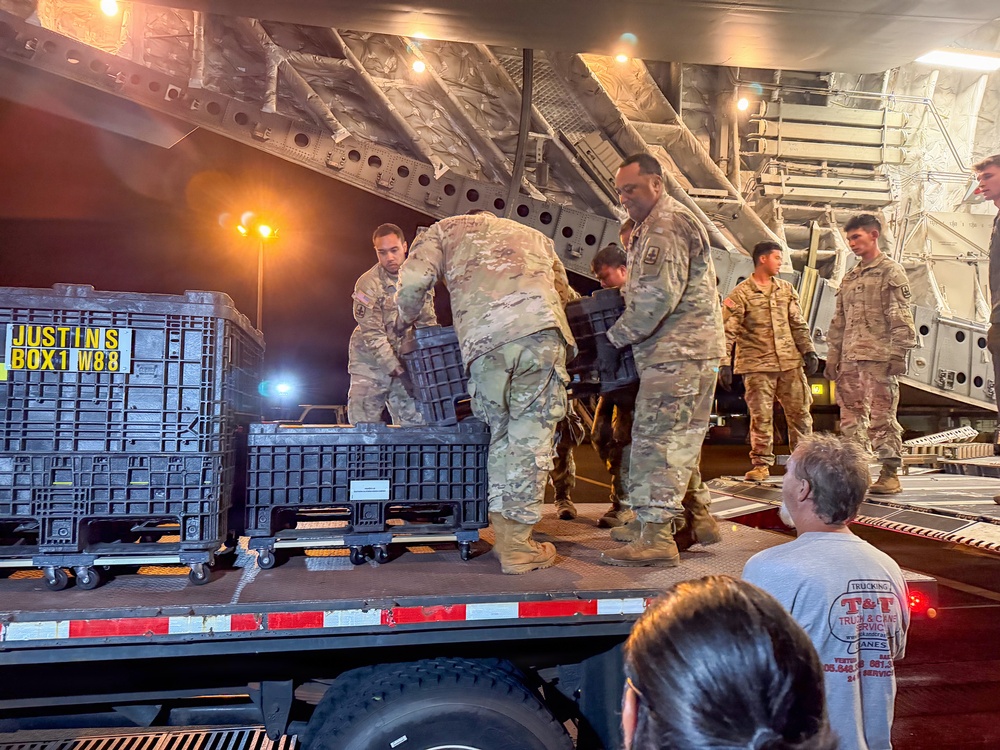 The second flight for Operation TREK808 arrives at Hilo International Airport
