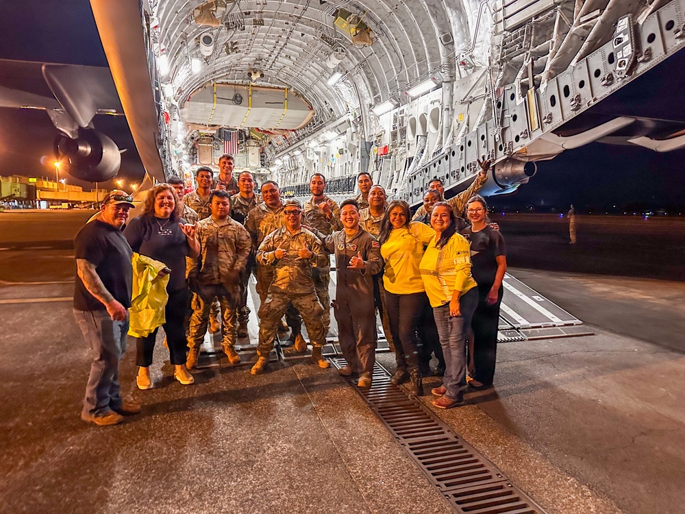 The second flight for Operation TREK808 arrives at Hilo International Airport