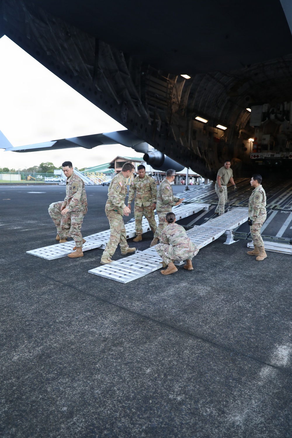 The first flight for Operation TREK808 arrives at Hilo International Airport