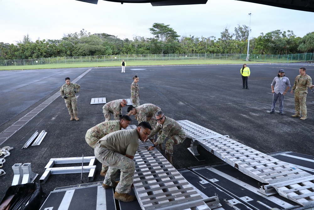The first flight for Operation TREK808 arrives at Hilo International Airport