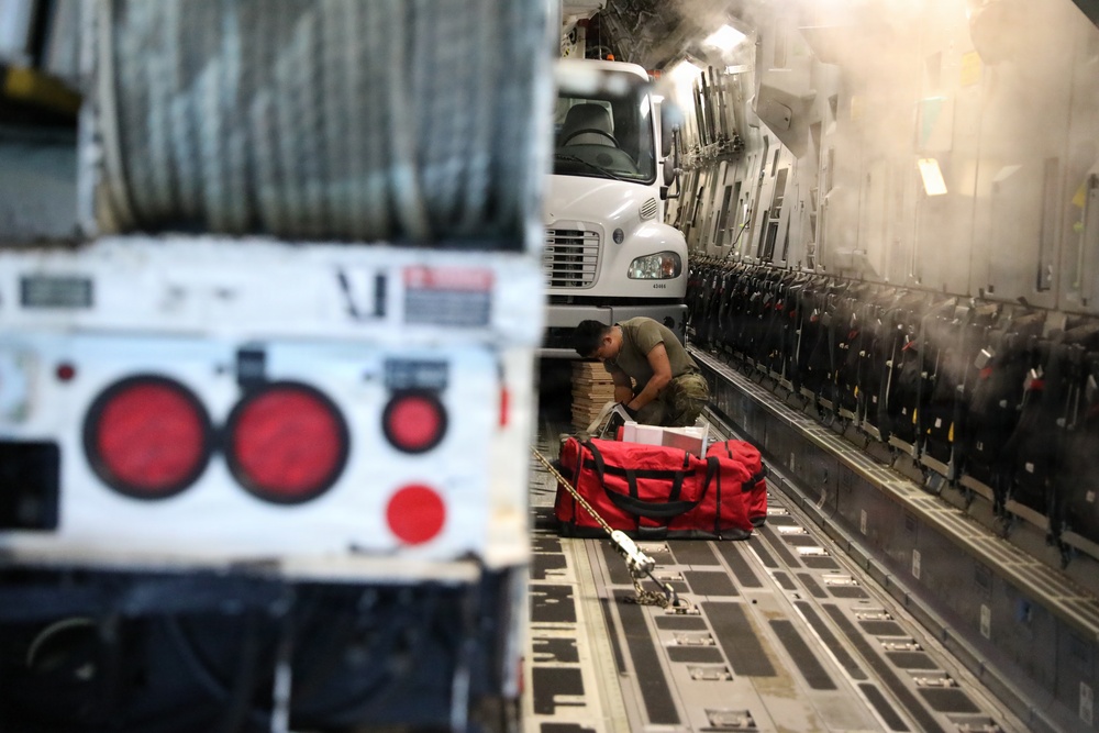 The first flight for Operation TREK808 arrives at Hilo International Airport