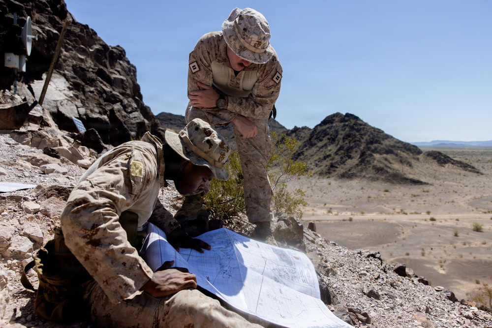 5th Air Naval Gunfire Liaison Company Marines conduct site survey
