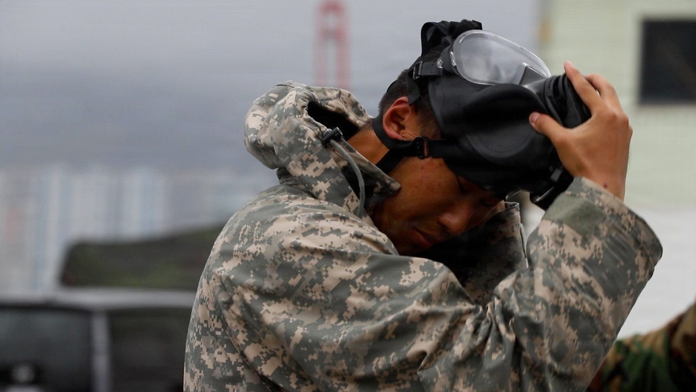 Champion Brigade decon training at Busan port