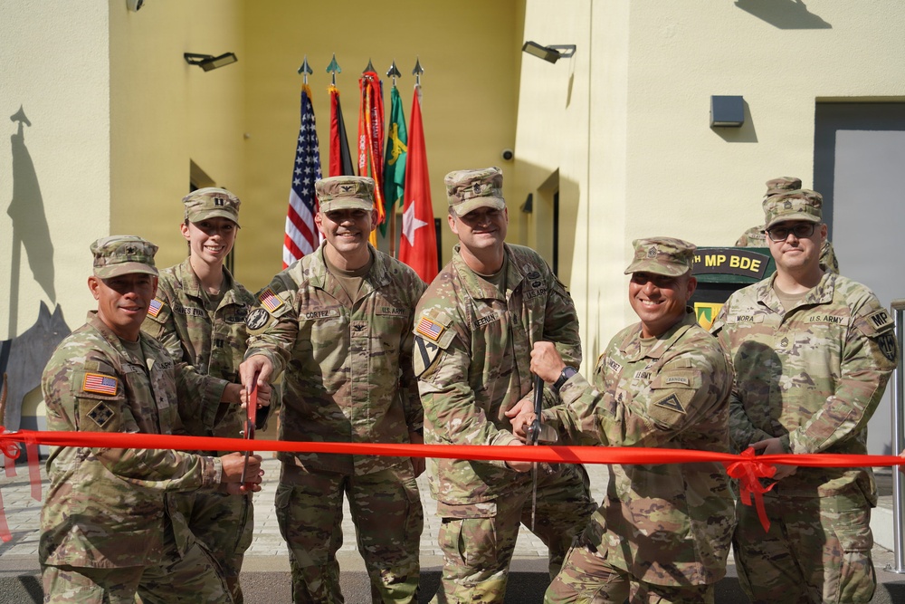 Ribbon-cutting ceremony celebrating the opening of new military working dog kennel at Tower Barracks.