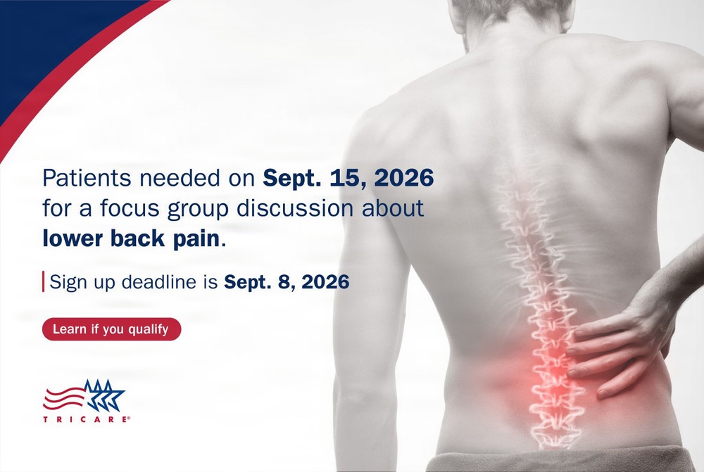 Provide feedback on clinical practice guidelines in joint patient focus groups: lower back pain on Sept. 15