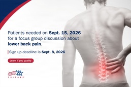 Provide feedback on clinical practice guidelines in joint patient focus groups: lower back pain on Sept. 15