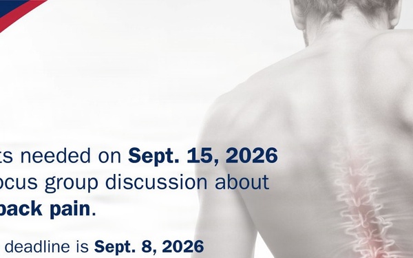 Provide feedback on clinical practice guidelines in joint patient focus groups: lower back pain on Sept. 15