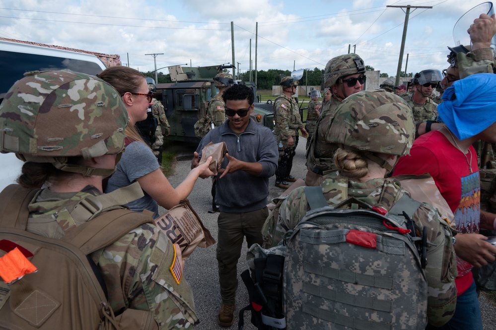 Practicing crisis crowd control and supply distribution at Patriot 26