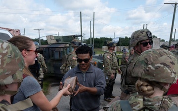 Practicing crisis crowd control and supply distribution at Patriot 26