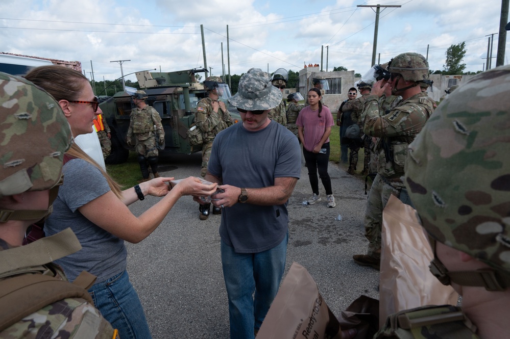 Practicing crisis crowd control and supply distribution at Patriot 26
