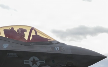 U.S. Marine Corps F-35s roar across the sky during RED FLAG-Alaska 26-3