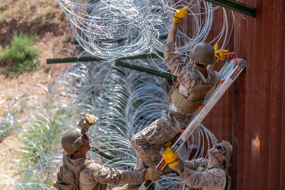 Forging Ahead: JTF-SB Marines weld and emplace fortifications along the southern border