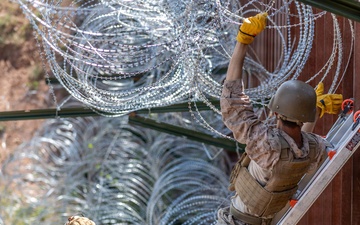 Forging Ahead: JTF-SB Marines weld and emplace fortifications along the southern border