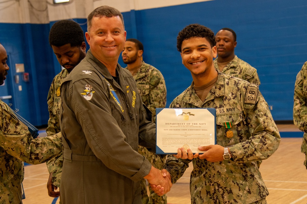 Naval Air Station Jacksonville Commanding Officer Capt. Ryan Dexter presented awards to our Sailors and civilians at Command quarters
