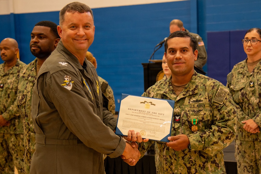 Naval Air Station Jacksonville Commanding Officer Capt. Ryan Dexter presented awards to our Sailors and civilians at Command quarters