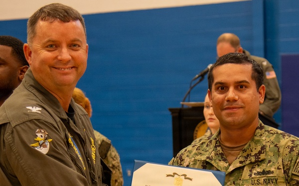 Naval Air Station Jacksonville Commanding Officer Capt. Ryan Dexter presented awards to our Sailors and civilians at Command quarters