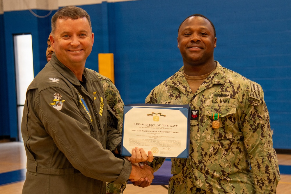 Naval Air Station Jacksonville Commanding Officer Capt. Ryan Dexter presented awards to our Sailors and civilians at Command quarters