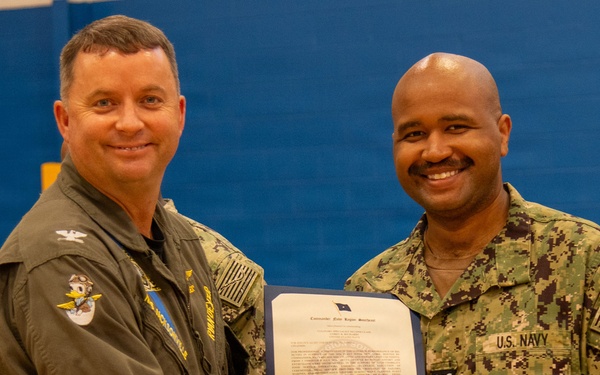 Naval Air Station Jacksonville Commanding Officer Capt. Ryan Dexter presented awards to our Sailors and civilians at Command quarters