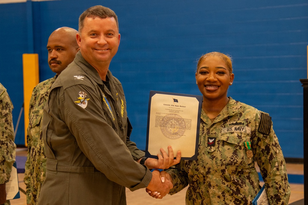 Naval Air Station Jacksonville Commanding Officer Capt. Ryan Dexter presented awards to our Sailors and civilians at Command quarters