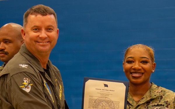 Naval Air Station Jacksonville Commanding Officer Capt. Ryan Dexter presented awards to our Sailors and civilians at Command quarters