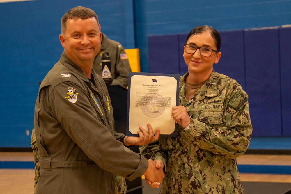Naval Air Station Jacksonville Commanding Officer Capt. Ryan Dexter presented awards to our Sailors and civilians at Command quarters