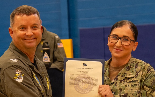 Naval Air Station Jacksonville Commanding Officer Capt. Ryan Dexter presented awards to our Sailors and civilians at Command quarters