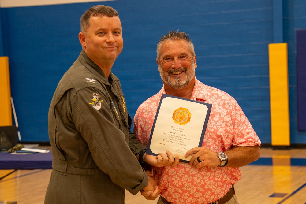 Naval Air Station Jacksonville Commanding Officer Capt. Ryan Dexter presented awards to our Sailors and civilians at Command quarters