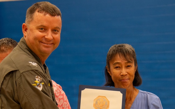 Naval Air Station Jacksonville Commanding Officer Capt. Ryan Dexter presented awards to our Sailors and civilians at Command quarters