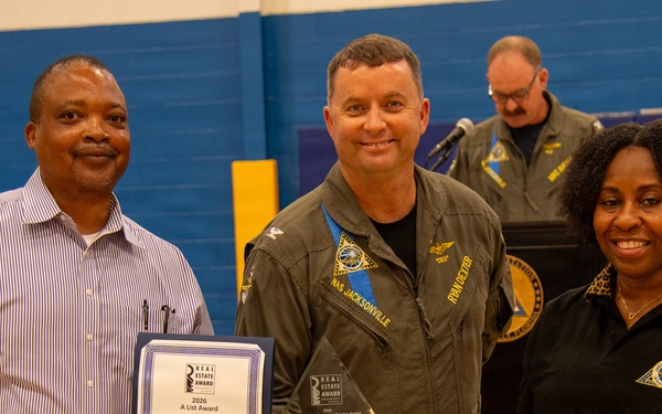 Naval Air Station Jacksonville Commanding Officer Capt. Ryan Dexter presented awards to our Sailors and civilians at Command quarters