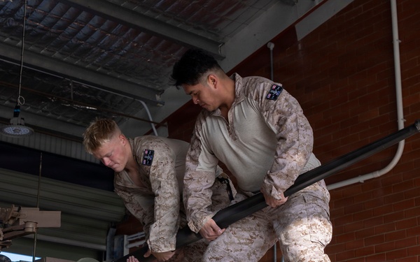 U.S. Marines with 1st LAR get evaluated on disassembly, assembly drill during Coral-Balmoral Cup