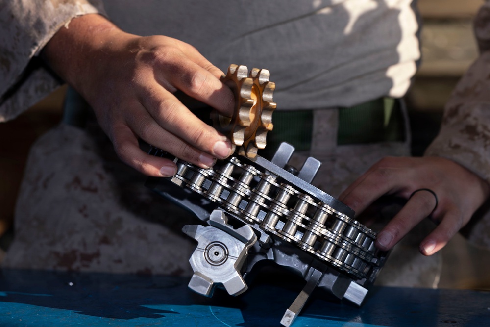 U.S. Marines with 1st LAR get evaluated on disassembly, assembly drill during Coral-Balmoral Cup