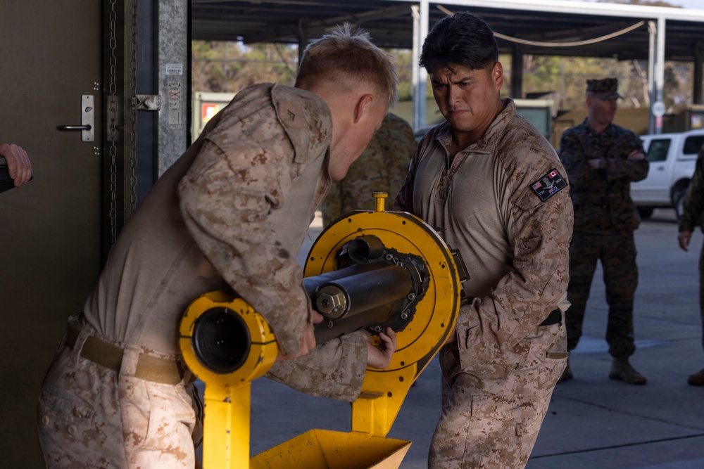U.S. Marines with 1st LAR get evaluated on disassembly, assembly drill during Coral-Balmoral Cup