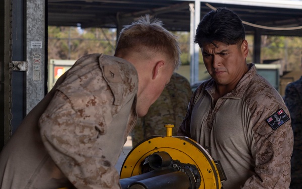 U.S. Marines with 1st LAR get evaluated on disassembly, assembly drill during Coral-Balmoral Cup