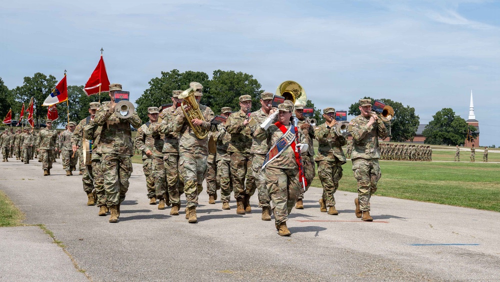 1ID Band provides musical support for MSCoE Relinquishment of Command, Fort Leonard Wood