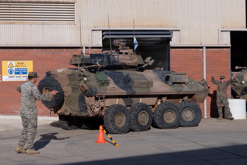 U.S. Marines with 1st LAR participate in ground guiding event during the Coral-Balmoral Cup