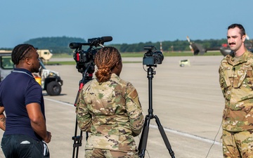 U.S. Air National Guard public affairs escorts media