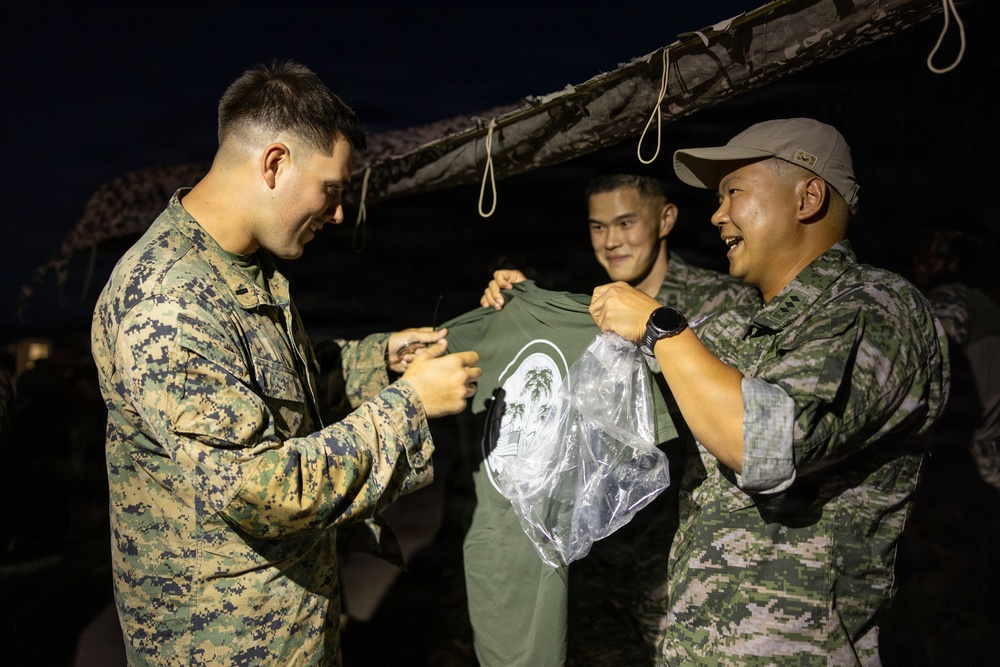 U.S. Marines with 2nd Bn., 1st Marines hold Warriors Night with ROK marines