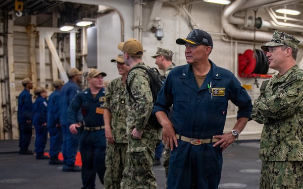 U.S. Navy Rear Adm. Kevin Kennedy visits the San Diego