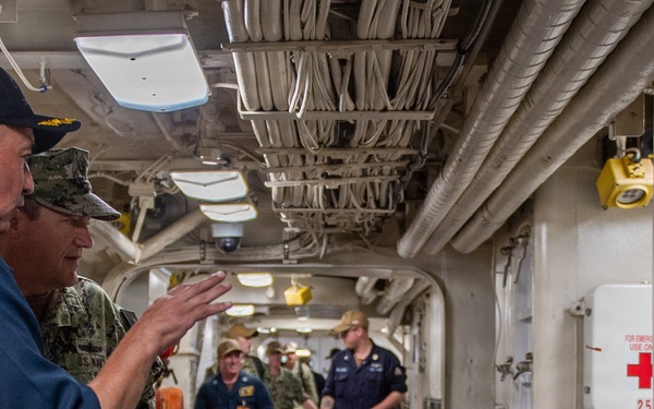 U.S. Navy Rear Adm. Kevin Kennedy visits the San Diego