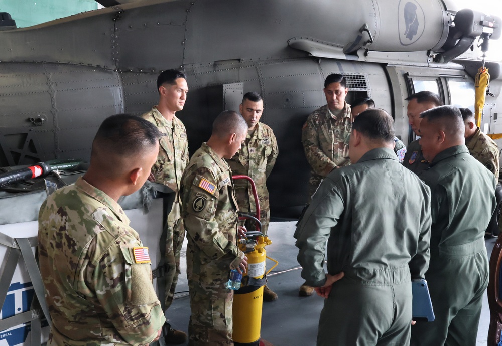 Hawaii Army National Guard and the Philippine Air Force, 205th Tactical Helicopter Wing Conduct a Static Display during the Joint Task Force Lapu Lapu at Clark Air Base, Pampanga, Philippines