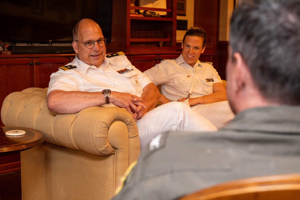 USS Theodore Roosevelt Commanding Officer meets with German Rear Admiral