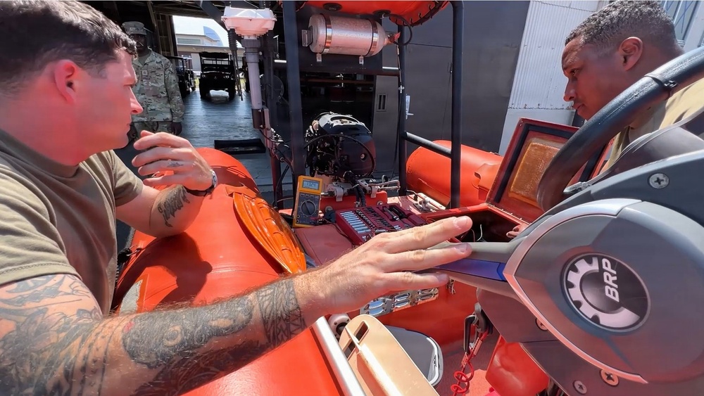 Waterborne Steel: 5th Transportation Company Works Fast Rescue Boat &amp; Temporary Parts