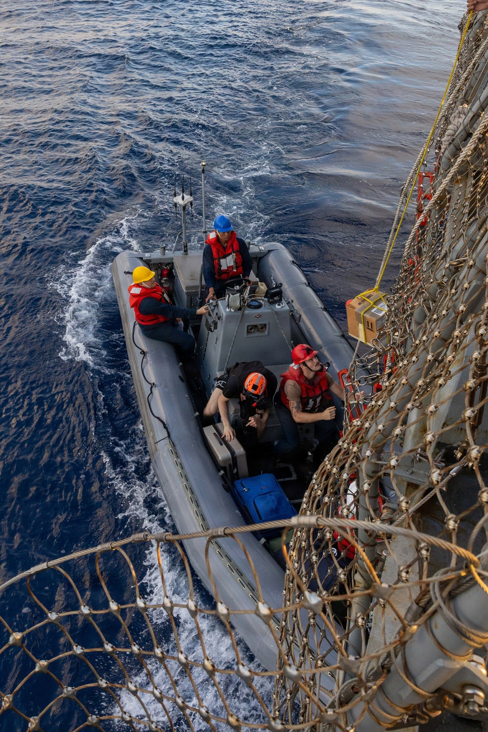 USS Mustin conducts boat operations