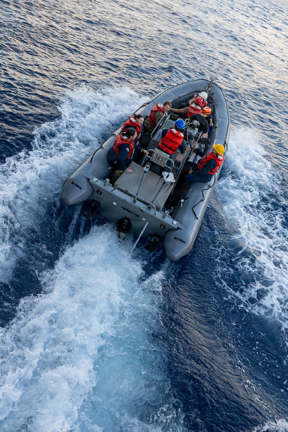 USS Mustin conducts boat operations
