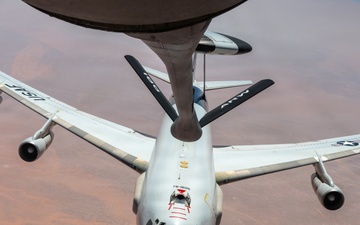 KC-135 refuels E-3 in CENTCOM AOR