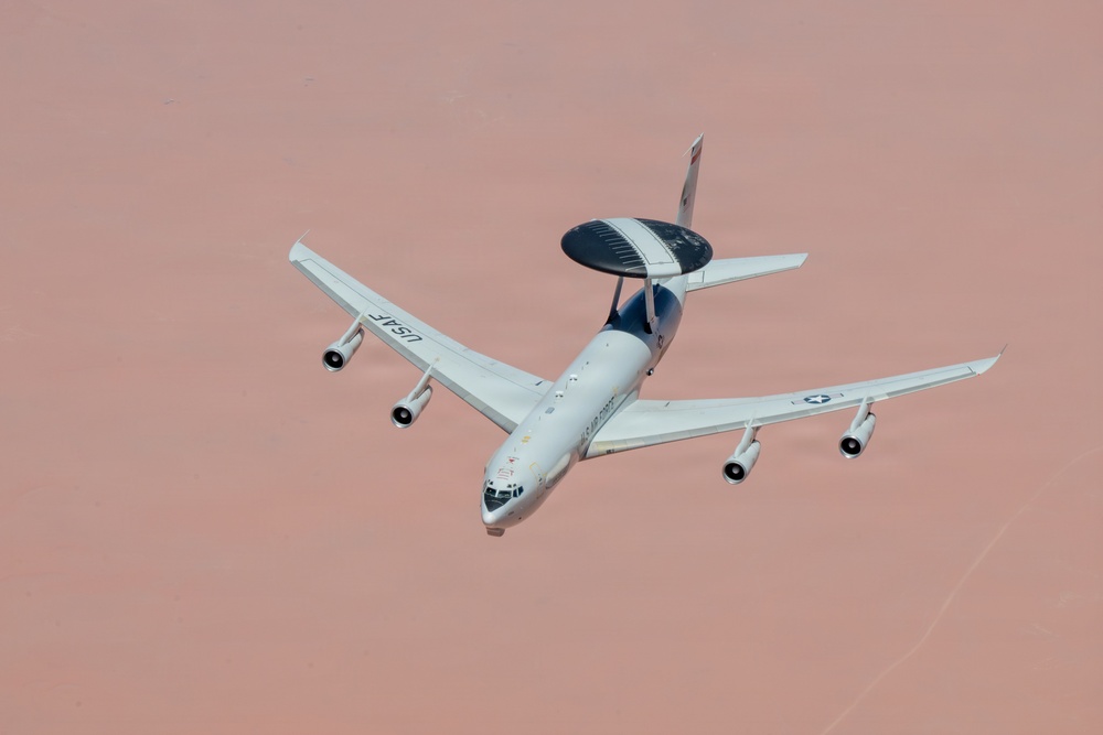 KC-135 refuels E-3 in CENTCOM AOR