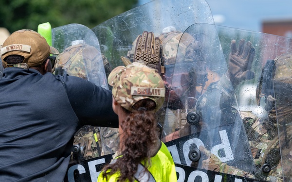 Air National Guard Security Forces Airmen conduct civil unrest training during Patriot Exercise 26