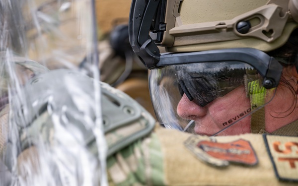Air National Guard Security Forces Airmen conduct civil unrest training during Patriot Exercise 26